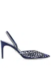 René Caovilla Carrie Suede Slingback Pumps In Blue