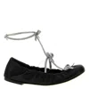René Caovilla Black Crystal Embellished Ballet Flats In Black