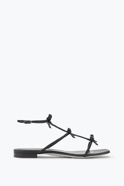 René Caovilla Caterina Black Flat Sandal 10