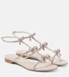 RENÉ CAOVILLA CATERINA BOW-DETAIL EMBELLISHED LEATHER SANDALS