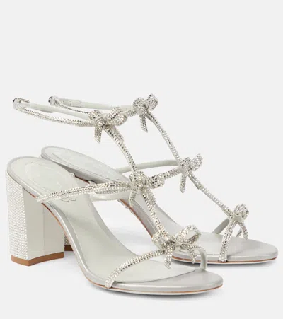 René Caovilla Caterina Bow-detail Embellished Sandals In Silver
