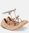 René Caovilla Caterina Bow-detail Leather Ballet Flats In Pink