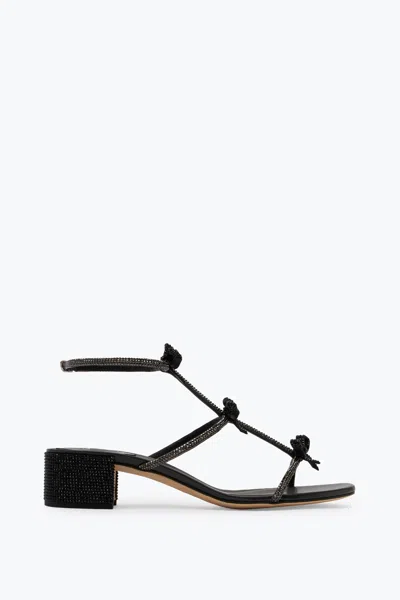 René Caovilla Caterina Crystal Black Sandal 40