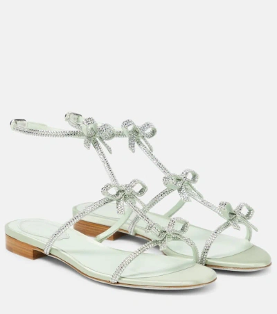 René Caovilla Caterina Embellished Satin Sandals In Green