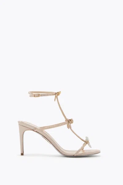 René Caovilla Caterina Gold Sandal 80 In Neutral