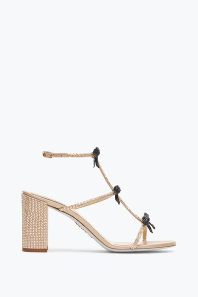 René Caovilla Caterina Honey And Black Sandal 80