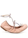 René Caovilla Caterina Bow-detail Leather Ballet Flats In Pink