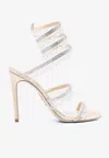 René Caovilla Chandelier 105 Crystal-embellished Sandals In Beige