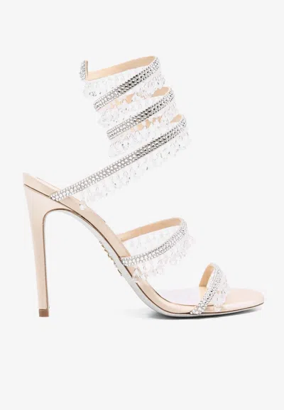 René Caovilla Chandelier 105 Crystal-embellished Sandals In Blush