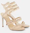 René Caovilla Beaded Chandelier Stiletto Sandals In Beige/golden Shadow