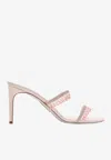 René Caovilla Chandelier 80 Crystal-embellished Mules In Peach