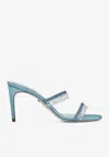 René Caovilla Chandelier 105mm Crystal-embellished Mules In Blue