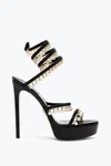 René Caovilla Chandelier Black Platform Sandal With Pearls 130
