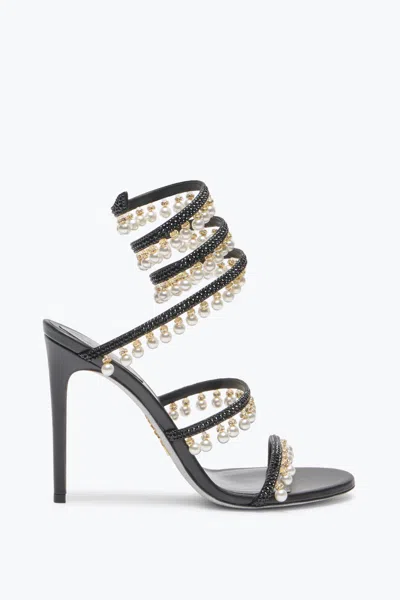 René Caovilla Chandelier Black Sandal With Pearls 105