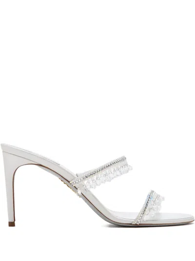 René Caovilla Chandelier Crystal-embellished Sandals In White