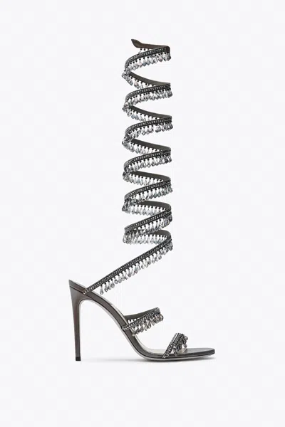 René Caovilla Chandelier Crystal Light Grey Sandal 105