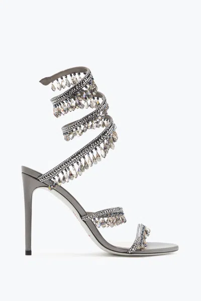 René Caovilla Chandelier Crystal Pearl Gray Sandal 105