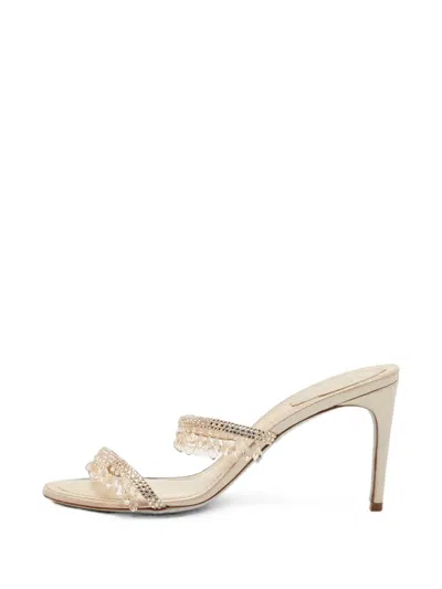 Pre-owned René Caovilla Chandelier Crystal-embellished Sandals In Neutrals