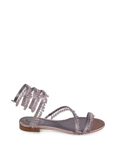 René Caovilla Chandelier Crystal-embellished Sandals In Purple