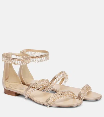 René Caovilla Chandelier Embellished Satin Sandals