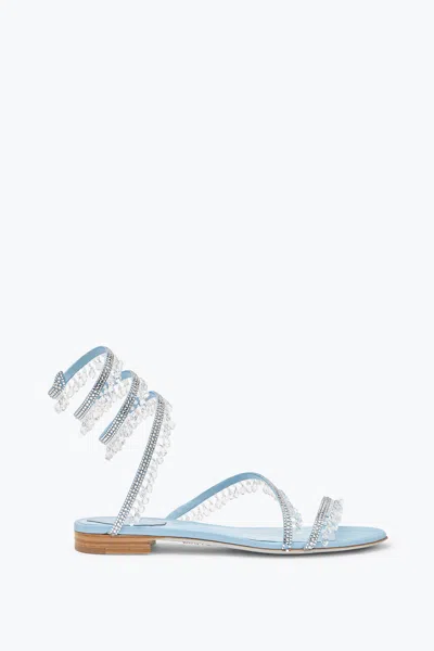 René Caovilla Chandelier Flat Light Blue Sandal 10