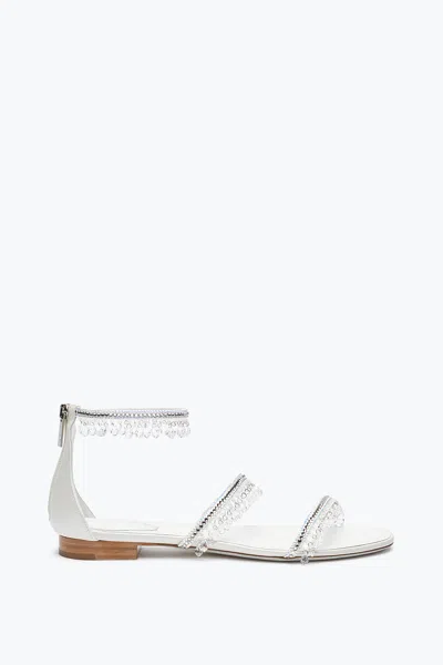 René Caovilla Chandelier Ivory Flat Sandal 10 In White