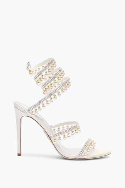René Caovilla Chandelier Ivory Sandal With Pearls 105 In White