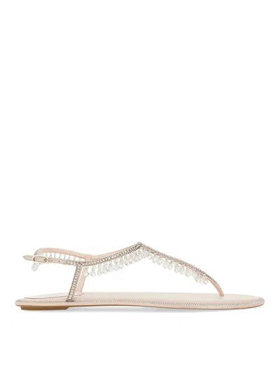 René Caovilla Chandelier Low Sandal In Nude & Neutrals