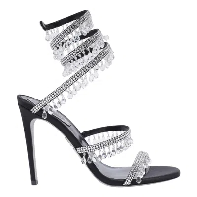 René Caovilla Chandelier 105 Rhinestone Embellished Sandals In Black