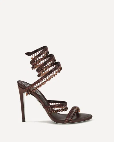 René Caovilla Chandelier Sandals In Satin In Burgundy