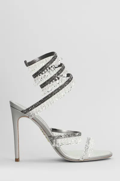 René Caovilla Chandelier Sandals In Silver Leather