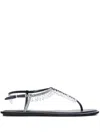 René Caovilla Flat Sandals Adorned Open Toe In Schwarz