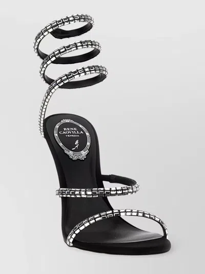 René Caovilla Chandelier Spiral Strap Stiletto Sandals In Black