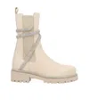René Caovilla Crystal-embellished Leather Boots In Neutral
