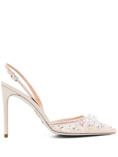 René Caovilla Cinderella 105mm Leather Pumps In Pink