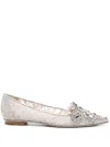 René Caovilla Cinderella Crystal Ballerina Shoes In Grey