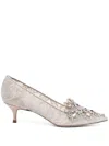 René Caovilla Cinderella Crystal Kitten-heel Pumps In Grey