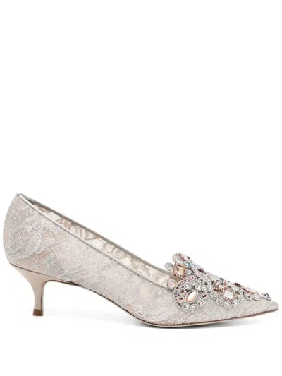 René Caovilla Cinderella Crystal Kitten-heel Pumps In Grey