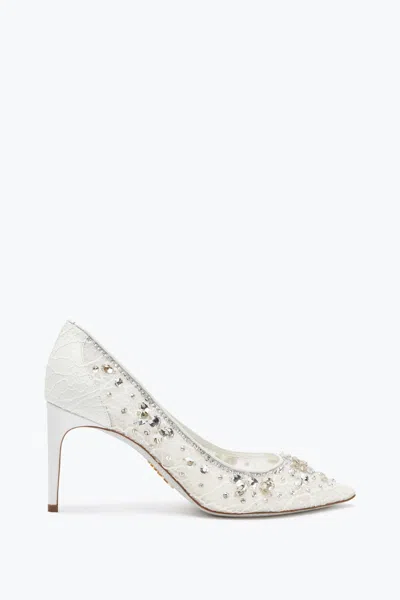 René Caovilla Cinderella Crystal White Pump 80