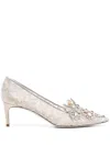 René Caovilla Cinderella Embellished Pumps In Grey