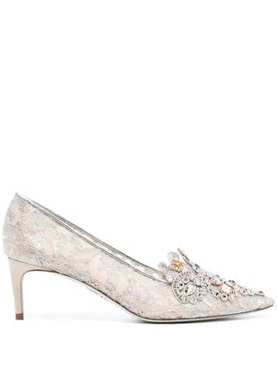 René Caovilla Cinderella Embellished Pumps In Grey