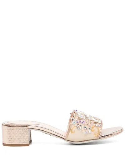 René Caovilla Cinderella Sandals In Gold