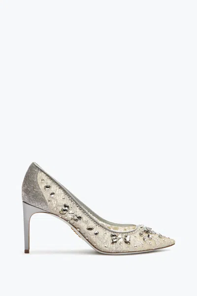 René Caovilla Cinderella Silver Pump 80