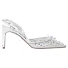 René Caovilla Cinderella Slingback Pumps In White Polyester In White