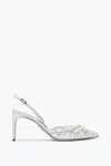 René Caovilla Cinderella White Slingback With Crystal 80