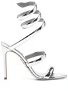 René Caovilla Cleo Metallic Leather Sandals In Silver