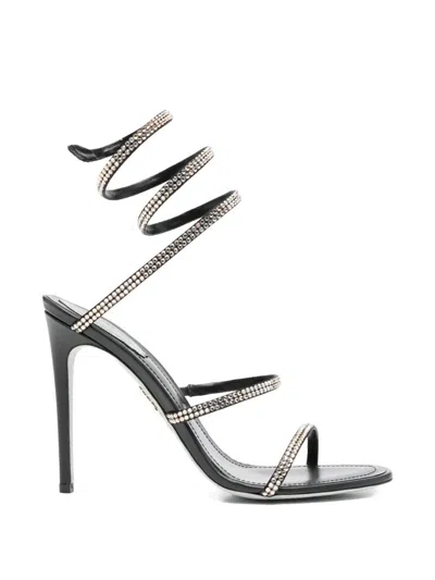 René Caovilla Leather Embellished Cleo Ii Heeled Sandals 105 In Black