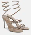 René Caovilla Cleo 105 Braided Embellished Satin Sandals In Gray