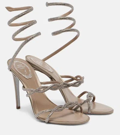 René Caovilla Cleo 105 Braided Embellished Satin Sandals