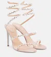 René Caovilla Cleo 105 Embellished Satin Sandals In Pink
